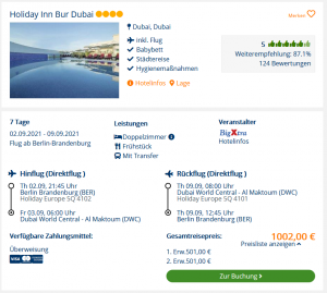 Screenshot Dubai Reisedeal Hotel Holiday Inn Bur Dubai