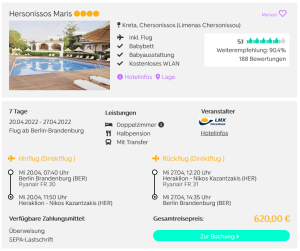 Screenshot Kreta Reisedeal Hotel Hersonissos Maris