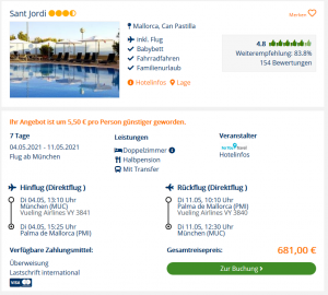 Screenshot Mallorca Deal Hotel Sant Jordi