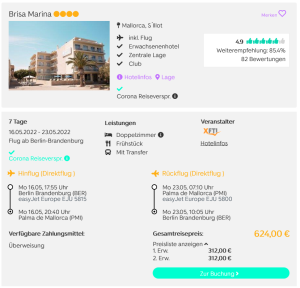 Screenshot Mallorca Reisedeal Hotel Brisa Marina