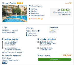 Screenshot Mallorca Reisedeal Hotel Morlans Garden