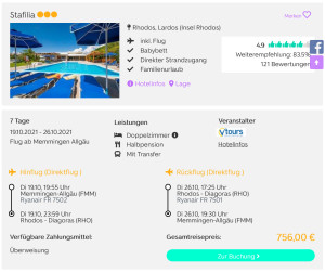 Screenshot Rhodos Deal Hotel Stafilia