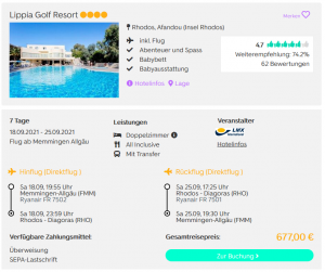 Screenshot Rhodos Reisedeal Lippia Golf Resort