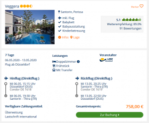 Screenshot Santorin Deal Hotel Veggera