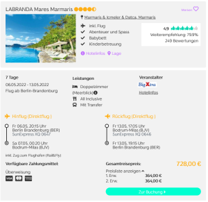 Screenshot Türkei Reisedeal Hotel Labranda Mares Marmaris